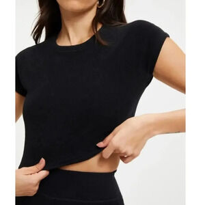 GOOD AMERICAN NWT Terry Crop Top in Black‎ size 5/6
